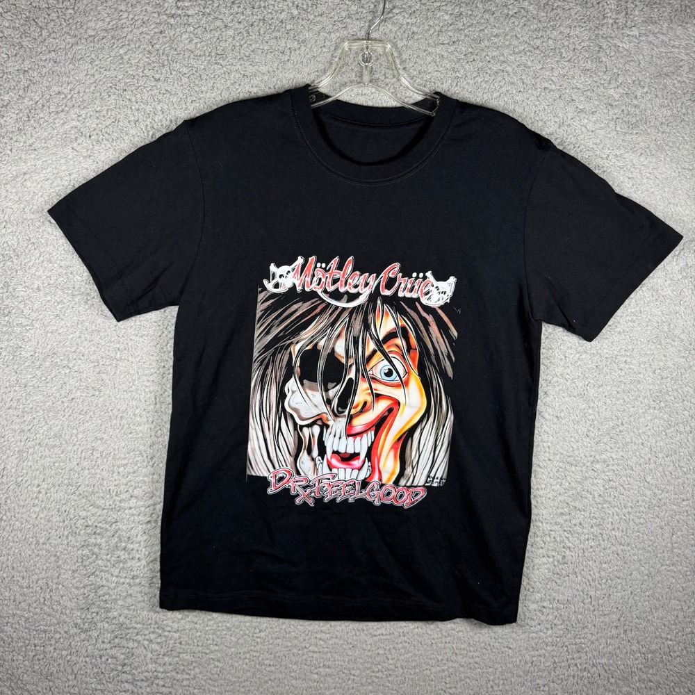 Motley Crue Dr Feelgood Graphic T-Shirt Mens Black Short Sleeve Rock Band Tee